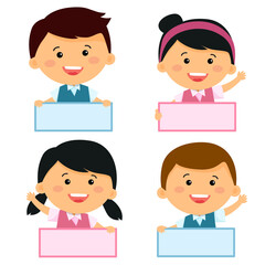 student holding blank boards