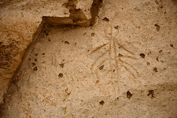 Native Modoc petroglyphs carved in stone at Petroglyph Point, Lava Beds NM