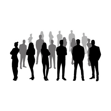 Siluetas de personas. Concepto de equipo, o grupo de personas o trabajadores. Ilustraci&oacute;n vectorial