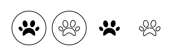 Paw icon set. paw print icon vector. dog or cat paw