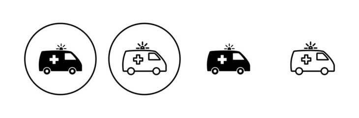 Ambulance icon set. ambulance truck icon vector. ambulance car