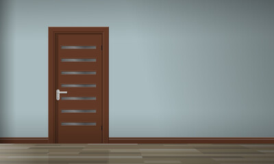 empty room interior with modern door design minimalism style vector illustration