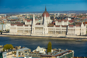 Fototapeta na wymiar Image of building of Parliament in Budapest of Hungary outdoor.
