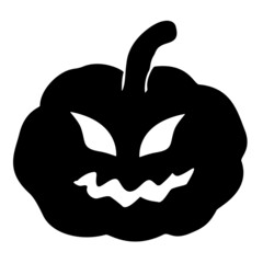 Black isolated carved face Halloween pumpkin