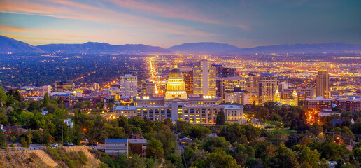 Downtown Salt Lake City skyline cityscape of  Utah