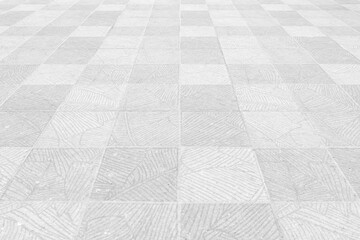 Perspective View Monotone white Brick Stone Pavement on The Ground for Street Road