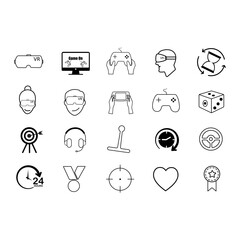 Gamer simple line icon on white background,vector illustration