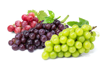 green and red grapes isolated on white