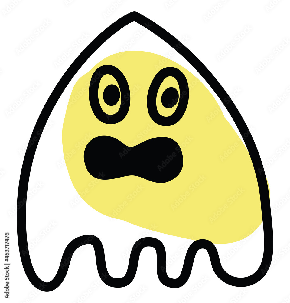 Poster Yellow scared monster, icon illustration, vector on white background