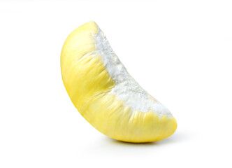 Fresh durian pulp isolated on white background.