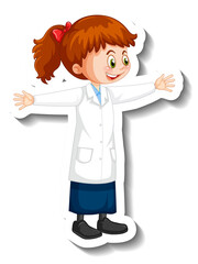 Scientist girl cartoon character in standing pose