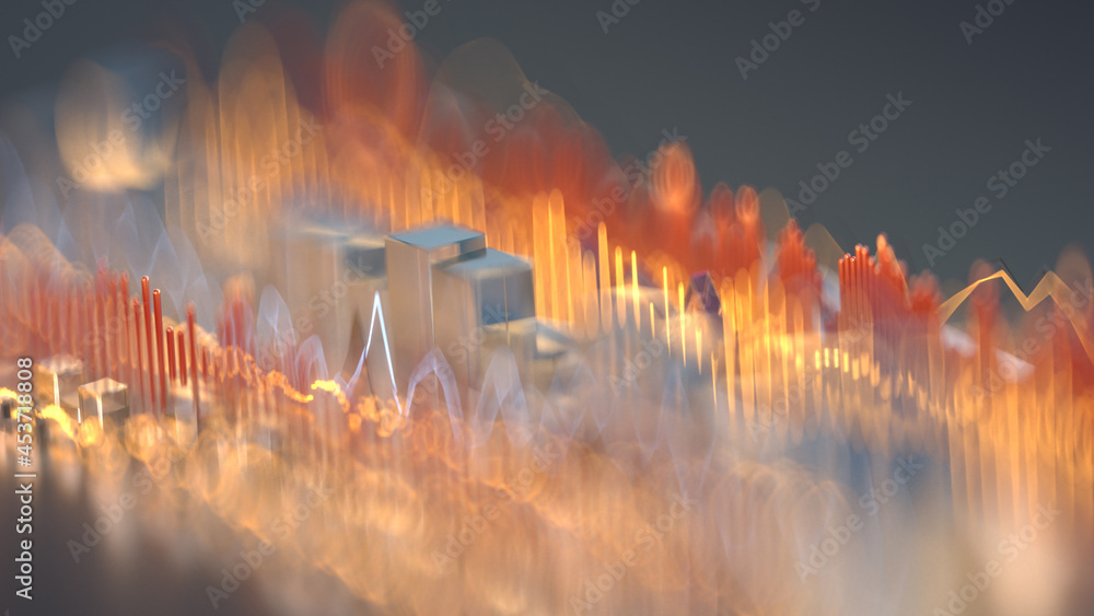 Poster sound wave music equalizer with shallow dof 3d render