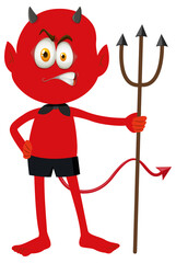 Obraz na płótnie Canvas A red devil cartoon character with facial expression