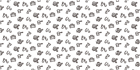 Naklejka premium Fishing tackle icon pattern background for website or wrapping paper (Monotone version)