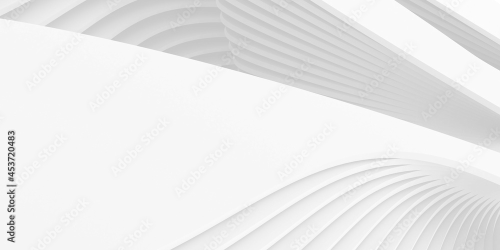 Poster modern stacked surface curve white architecture modern design.3d illustration and rendering.