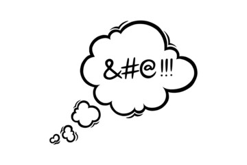 Swearing speech bubble censored with symbols. Hand drawn swear words in text bubble to express dissatisfaction and bad mood. Vector illustration isolated in white background
