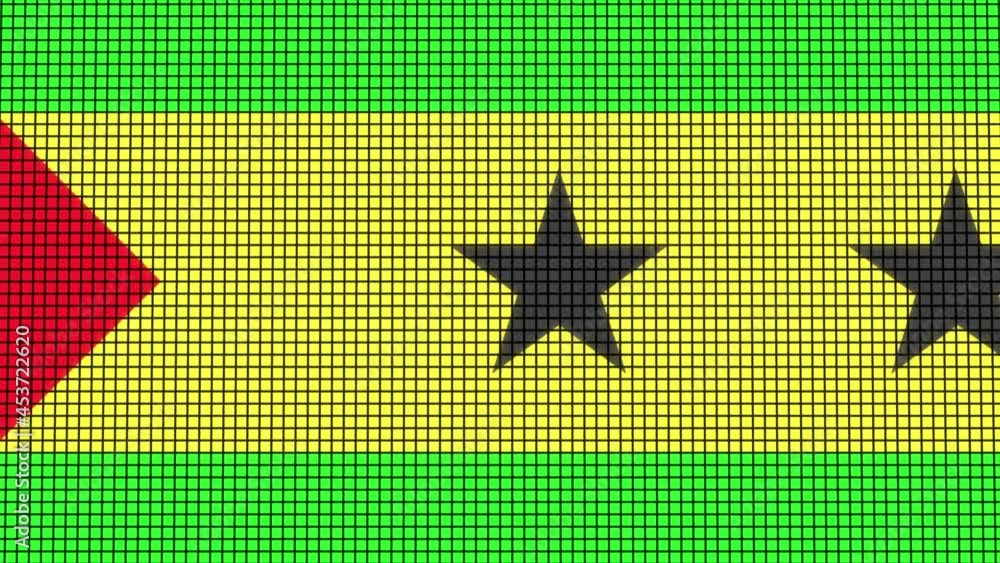 Poster sao tome and principe flag animated in pixel grid style technology background