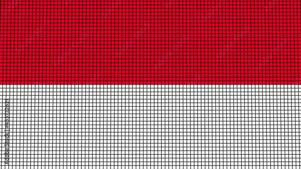 Poster monaco flag animated in pixel grid style technology background