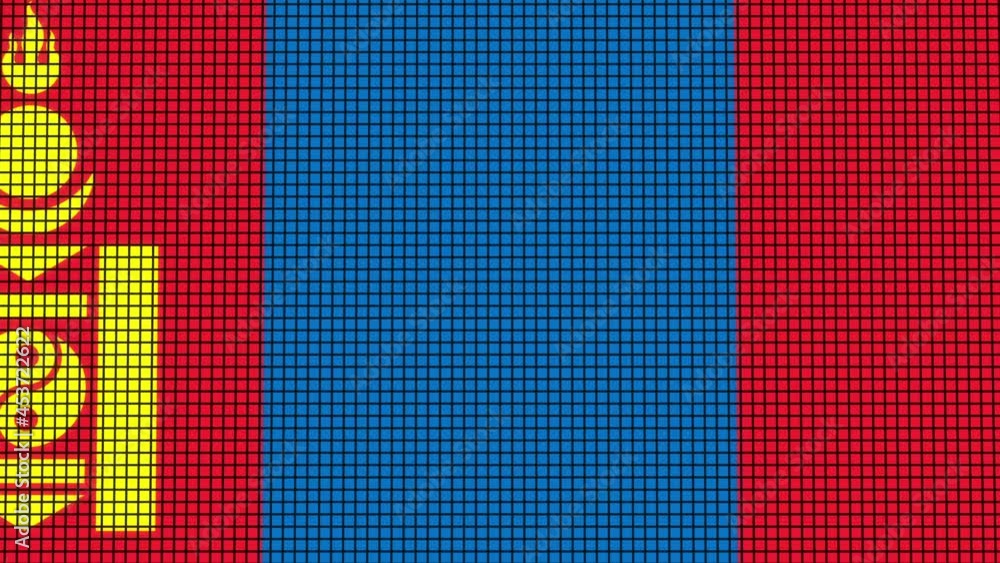 Poster mangolia flag animated in pixel grid style technology background