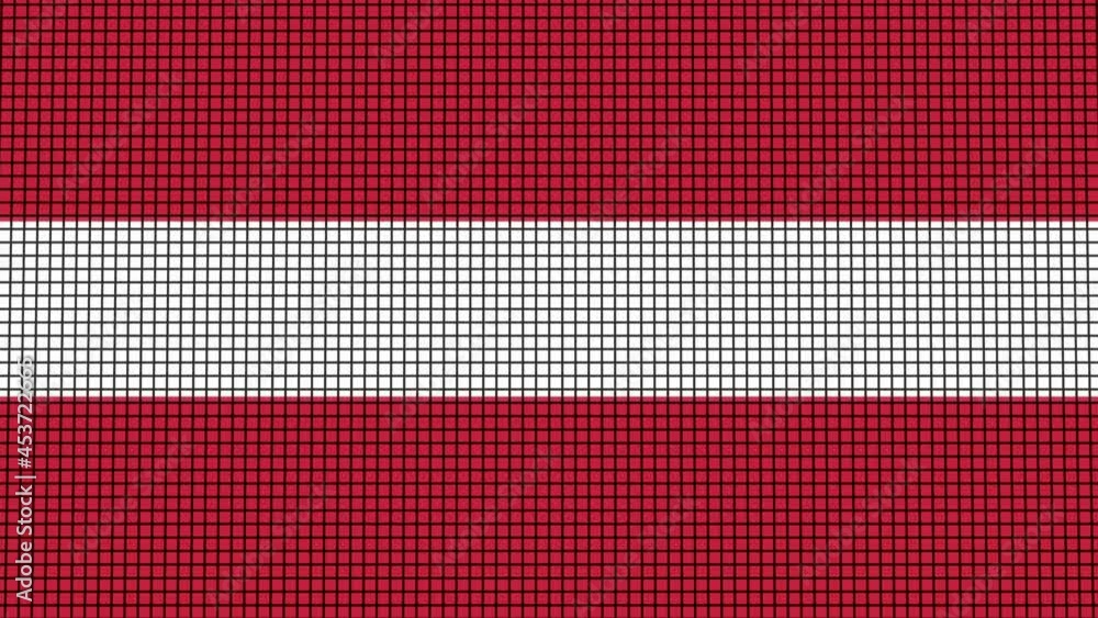 Poster latvia flag animated in pixel grid style technology background