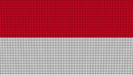 Monaco Flag animated in pixel grid style technology background