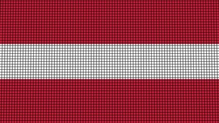 Latvia Flag animated in pixel grid style technology background