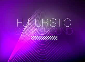 Neon color square shape lines abstract background. Shiny magic energy and motion concept, vector abstract wallpaper background