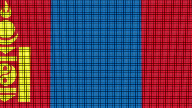 Mangolia Flag animated in pixel grid style technology background