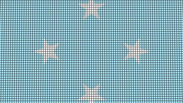 Micronesia Flag animated in pixel grid style technology background