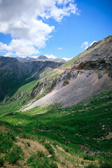 Fototapeta premium High altitude mountain landscape under blue sky