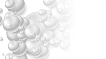 Grey tech minimal background with 3d glossy beads