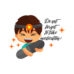 Doctor character Hug medicine do not forget to take medication Corona virus 2019