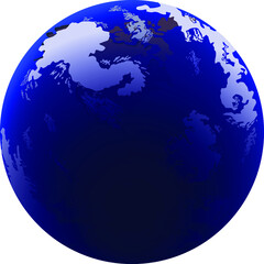 blue earth globe with dark shadow and showing American continent