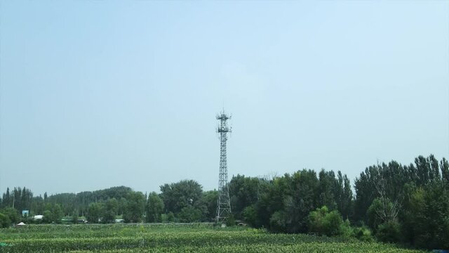 Aerial photography of mobile Unicom network base station signal tower