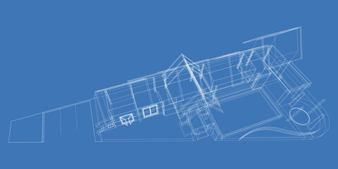 Architectural abstract shapes, Abstract arch 3d illustration.