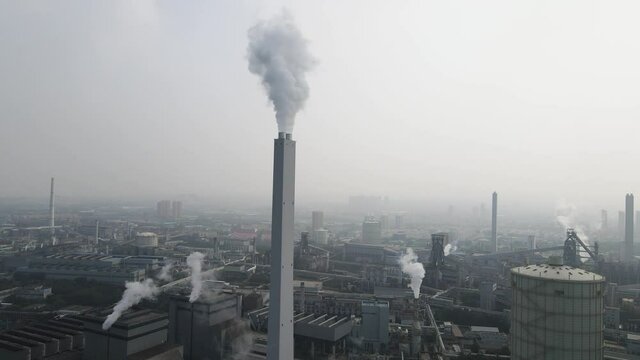 Air pollution and waste gas emission in industrial plant area