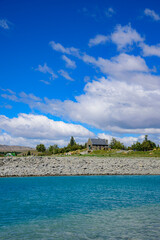Church of the Good Shepherd with blue sky, Lake Tekapo