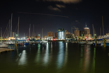 Fototapeta na wymiar A view of Central City Corpus Christi, TX at night