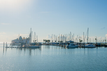 Fototapeta na wymiar A view of Corpus Christi Marina in the morning time