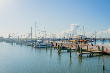 Fototapeta na wymiar A view of Corpus Christi Marina in the morning time