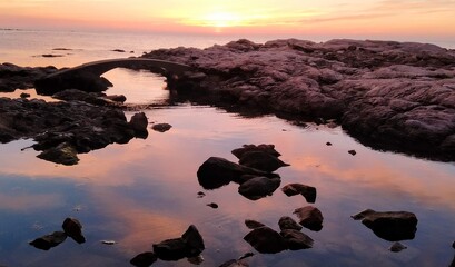 sunset over the lake