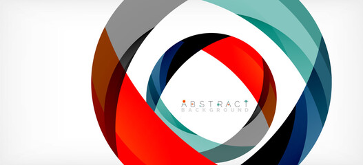 Geometric abstract background. Circle created with overlapping color shapes. Vector Illustration For Wallpaper, Banner, Background, Landing Page