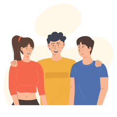 Fototapeta premium Three Happy friends in group illustration