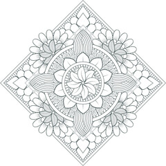 Coloring Books for adult. Hand drawn flowers in zentangle style for t-shirt design or tattoo and coloring book