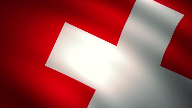 Flag of Switzerland (Swiss Flag) Waving in the Wind (Close-up/Panning)