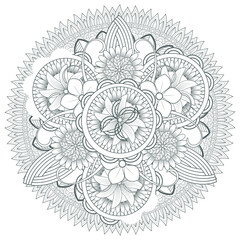 Coloring Books for adult. Hand drawn flowers in zentangle style for t-shirt design or tattoo and coloring book