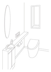 トイレの線画ベクターイラスト