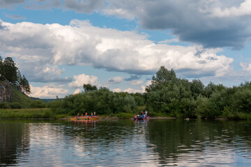 rafting down a mountain river