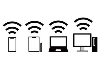 デジタルデバイスのwifiの接続イメージイラスト
