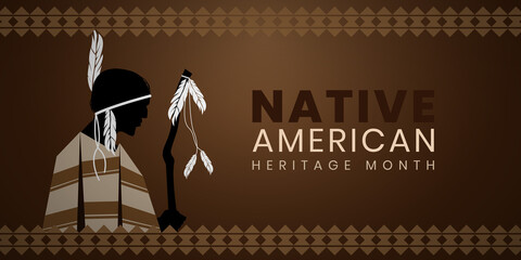 Native American Heritage Month background design. American Indian culture. Celebrate annual in United States.Vector illustration.